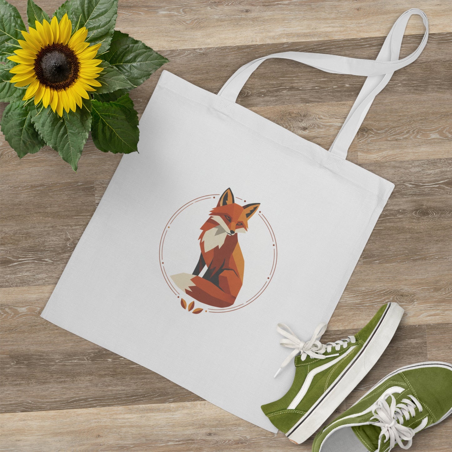 Fox Illustration Tote Bag — Rustic Red Fox Canvas Market Tote