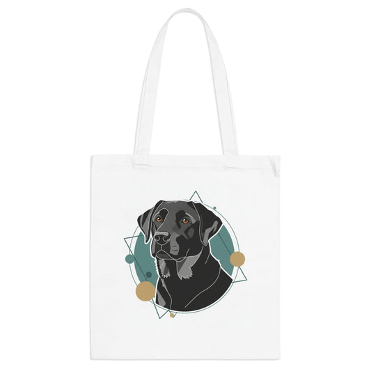 Black Labrador Tote Bag – Modern Geometric Dog Portrait Reusable Shopper
