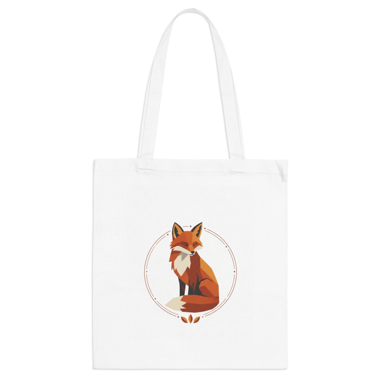 Fox Illustration Tote Bag — Rustic Red Fox Canvas Market Tote