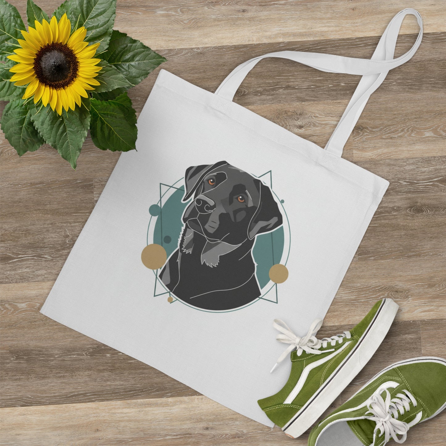 Black Labrador Tote Bag – Modern Geometric Dog Portrait Reusable Shopper